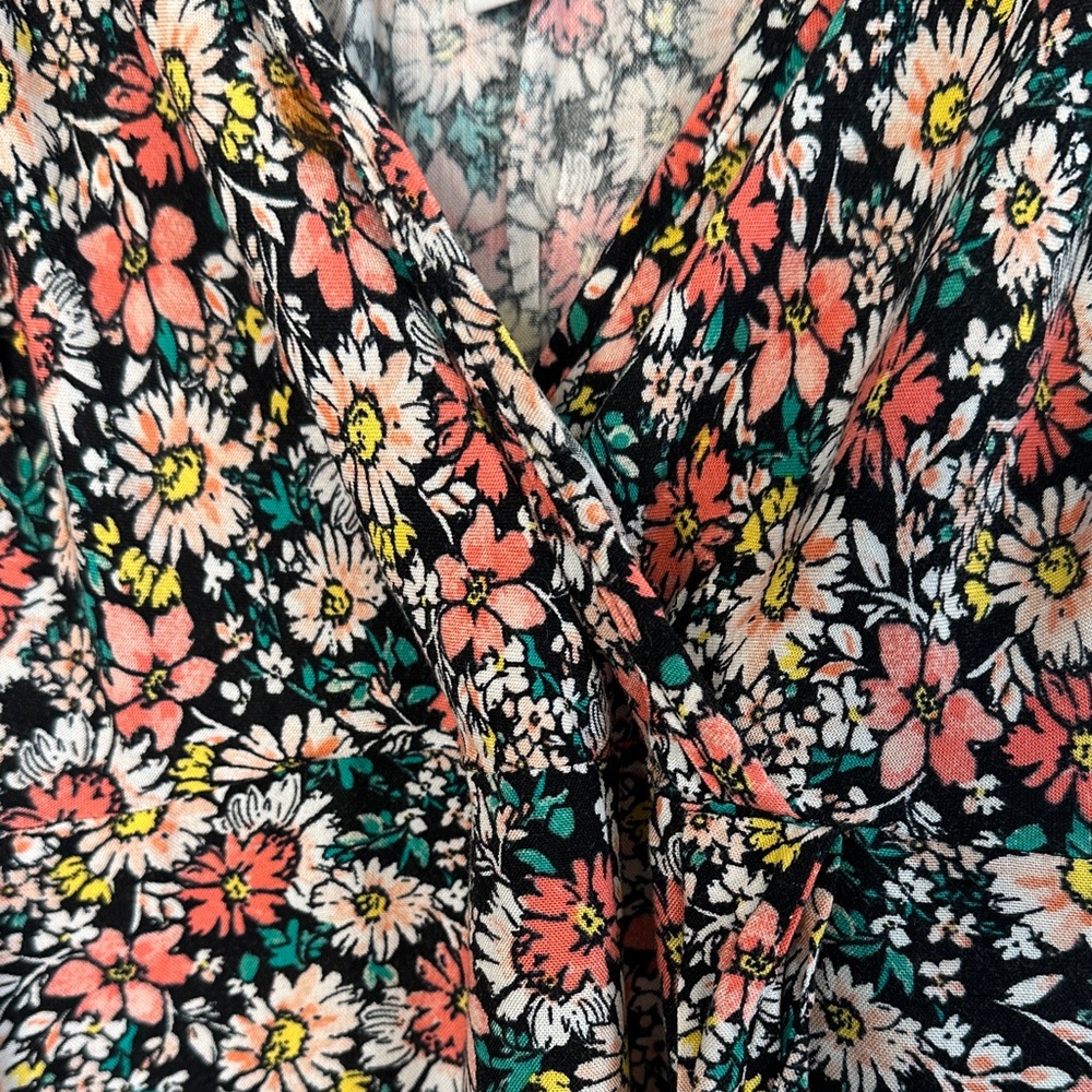 AUW Floral Midi Dress with Black and Pink Accents - Picture 2 of 6